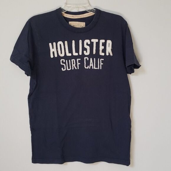 Hollister Other - Hollister Dark Blue Surf Graphic T-Shirt Men’s L Spellout Distressed Y2K Vtg